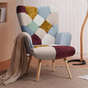 Plaid High Back Accent Chair with Adjustable Feet