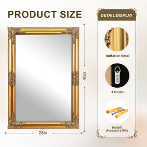 Vintage Gold Baroque Wall Mirror – Ornate Antique Frame