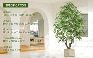 Large Artificial Ficus Tree with Realistic Leaves