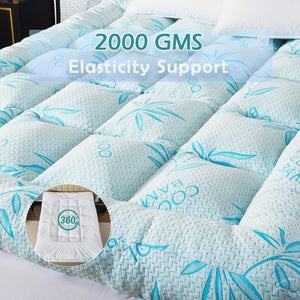 Memory Foam Mattress Topper – Bamboo Viscose Cooling, Twin, Full, Queen, King