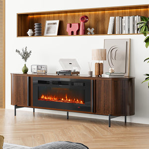 70" Fluted TV Stand with Electric Fireplace