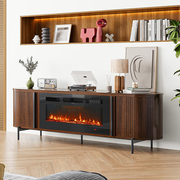70" Fluted TV Stand with Electric Fireplace