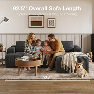 L-Shaped Modular Sectional Sofa with Coil Support
