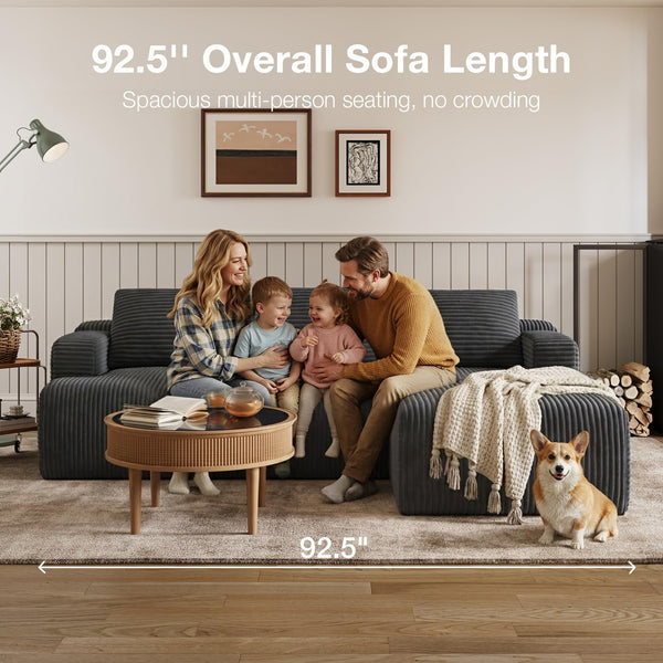 L-Shaped Modular Sectional Sofa with Coil Support