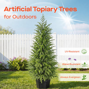 Artificial Norfolk Pine Tree 2-Pack — Indoor & Outdoor Faux Potted Topiary