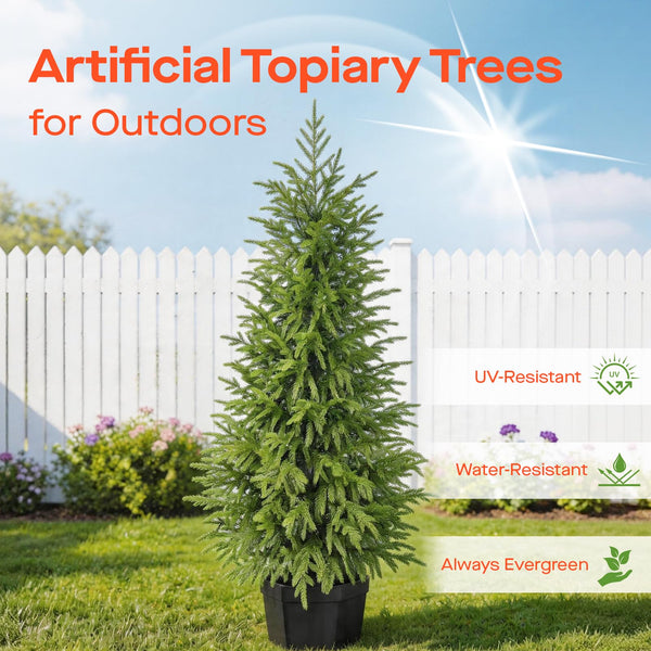 Artificial Norfolk Pine Tree 2-Pack — Indoor & Outdoor Faux Potted Topiary