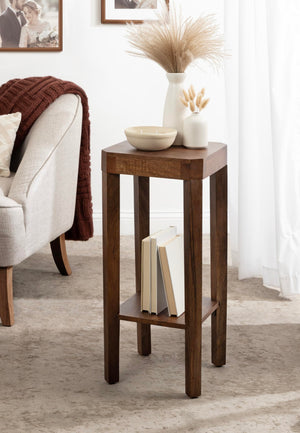 Two-Tier Square Wood Accent Table