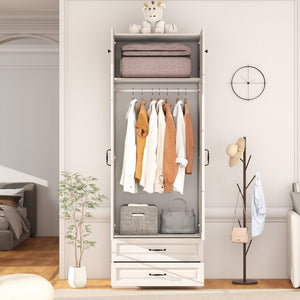 Armoire Wardrobe with Drawers & Hanging Rod