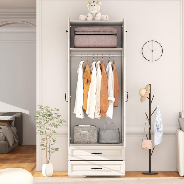 Armoire Wardrobe with Drawers & Hanging Rod