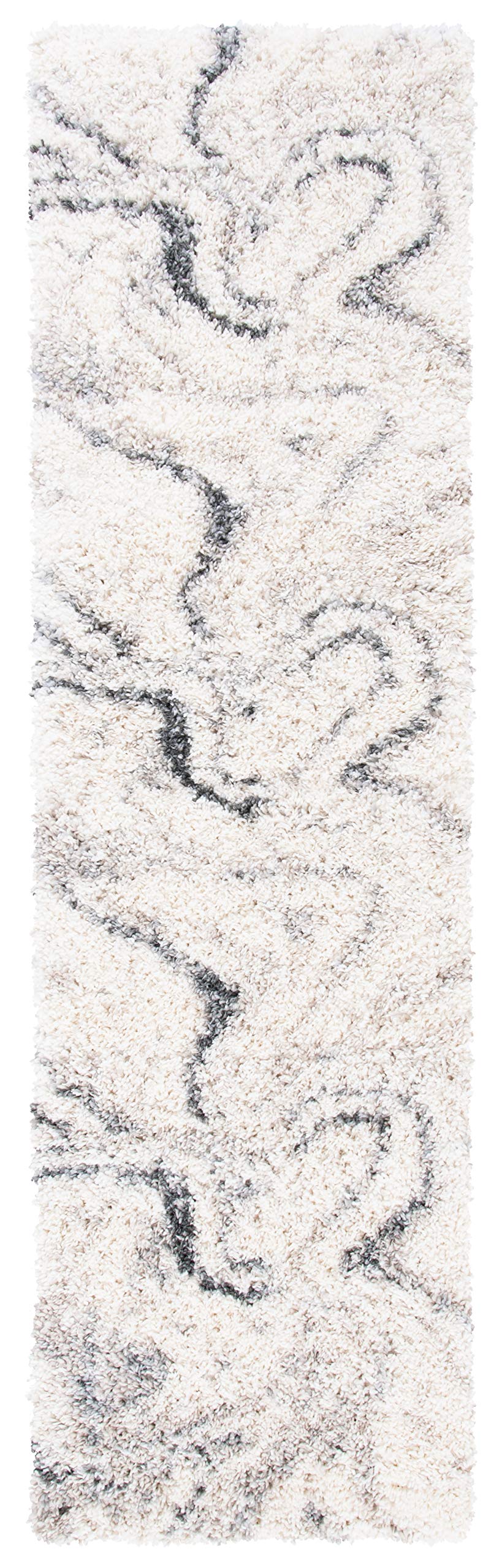 Shag Runner Rug 2'3" x 10' – Ivory & Grey