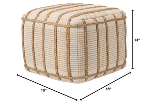 Cotton Jute Cylinder Pouf Ottoman