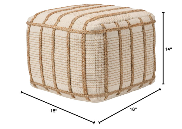 Cotton Jute Cylinder Pouf Ottoman