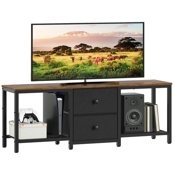 47-Inch TV Stand with 2 Fabric Drawers & Mesh Shelves – Fits TVs up to 55"