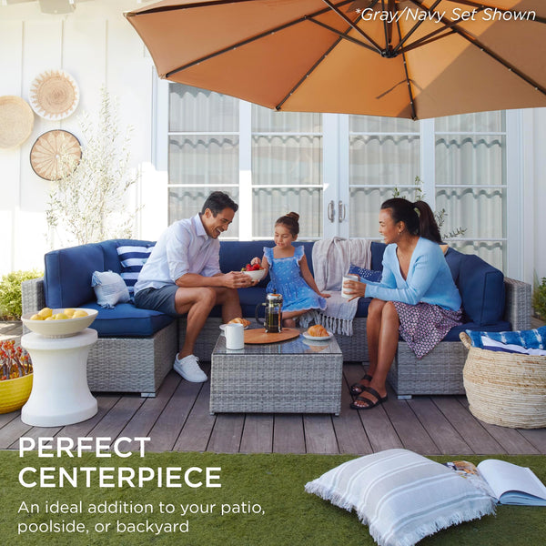 7-Piece Modular Outdoor Wicker Sectional Patio Set