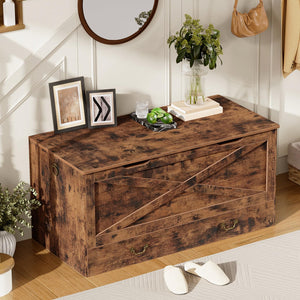 Storage Bench with Drawer, Lift Top & Pull Handles