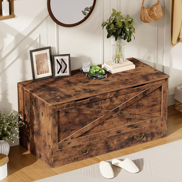 Storage Bench with Drawer, Lift Top & Pull Handles