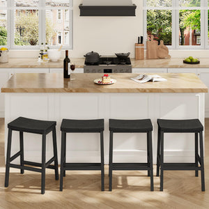 Counter Height Bar Stools Set of 4, Saddle Seat with Footrests, Industrial Style
