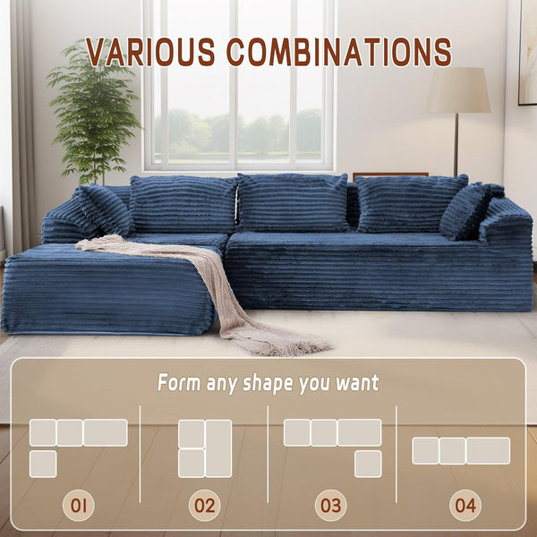 L-Shaped Modular Sectional Sofa with Chaise – Corduroy, Deep Seat, No Assembly