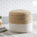 Round Jute Cotton Braided Pouf Ottoman