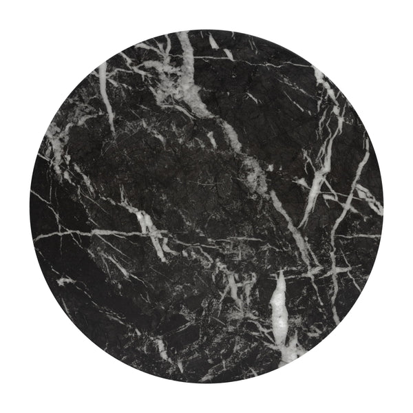 Round Marble Top End Table with Iron Frame