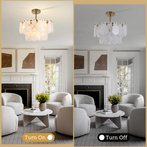Cloud Glass Chandelier – Gold Modern Ceiling Light Fixture