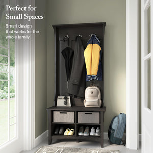 Hall Tree with Shoe Storage Bench and Cubby Organizer