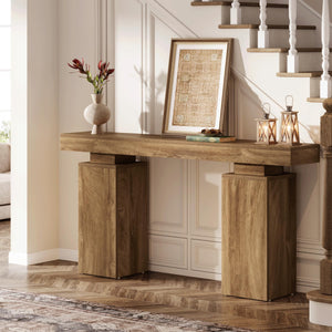 63-Inch Farmhouse Console Table with Wood Finish
