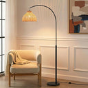 Arc Floor Lamp with Wicker Shade