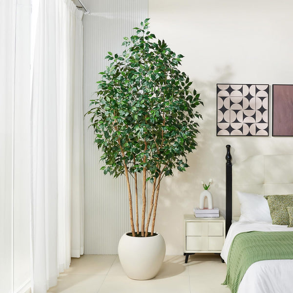 Artificial Ficus Tree Indoor with Wood Trunk & Silk Leaves — 6ft, 7ft, 8ft