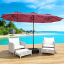 Large Rectangular Patio Umbrella with Base & LED Lights