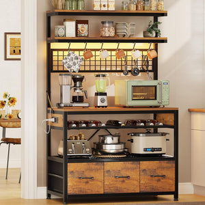 6-Tier Baker's Rack with Power Outlets & LED Lights