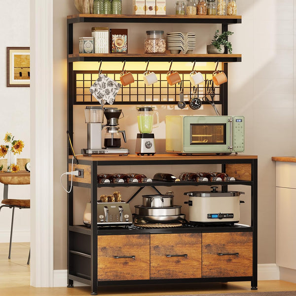 6-Tier Baker's Rack with Power Outlets & LED Lights
