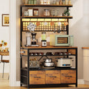 6-Tier Baker's Rack with Power Outlets, LED Lights & Wine Rack