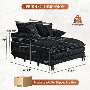 Oversized Indoor Chaise Lounge Chair with Adjustable Backrest