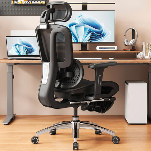 Ergonomic Office Chair with Footrest & Adjustable Lumbar Support