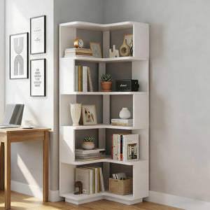 5-Tier L-Shaped Corner Bookshelf