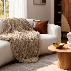 Faux Fur Throw Blanket – Double-Sided Plush 50"x60"
