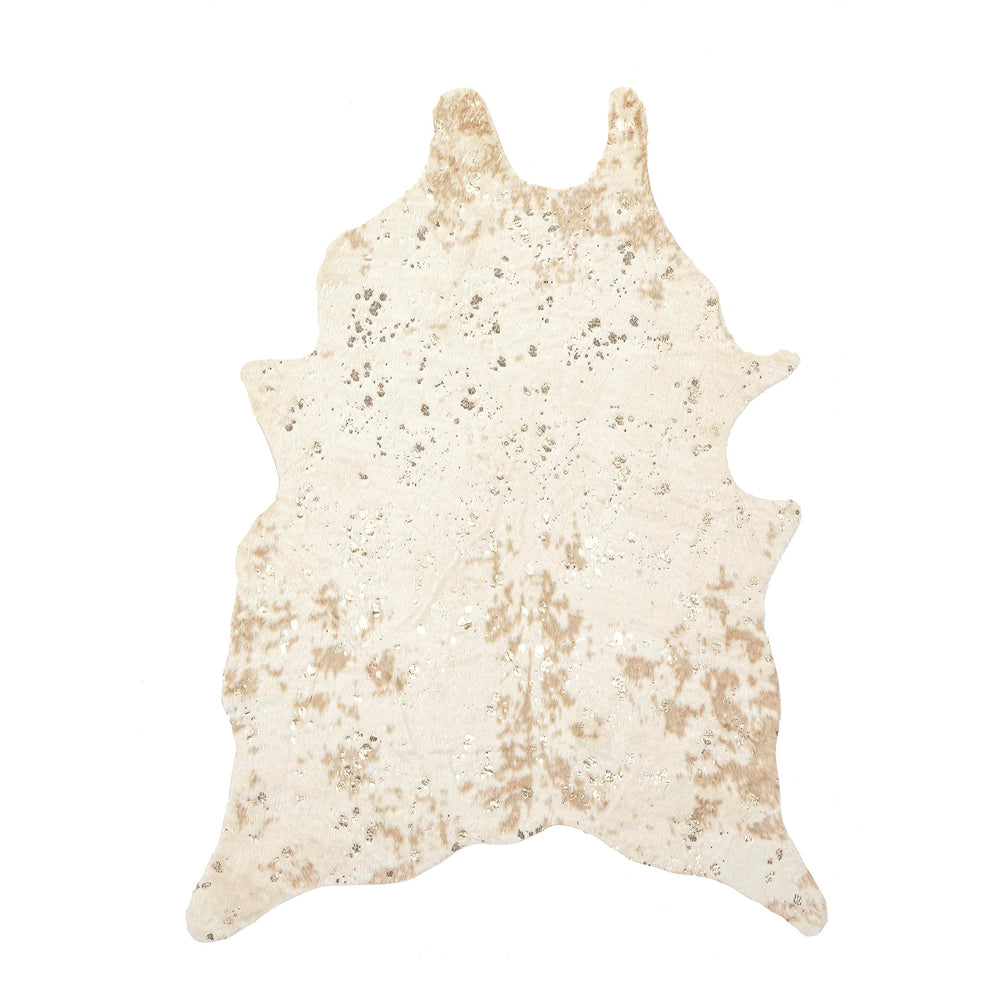 Animal Print Faux Cowhide Area Rug – 5' x 6'7" Off-White Gold