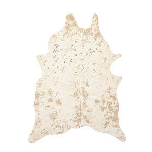 Animal Print Faux Cowhide Area Rug – 5' x 6'7" Off-White Gold