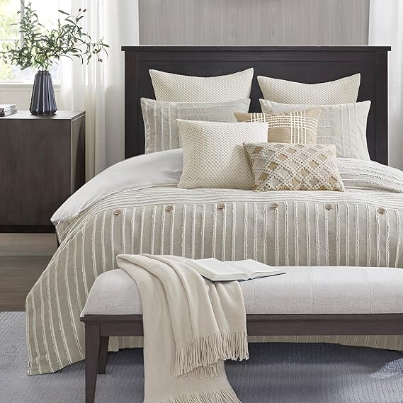 Cotton Clipped Jacquard Comforter Set with Removable Cover