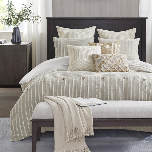 Cotton Clipped Jacquard Comforter Set with Removable Cover