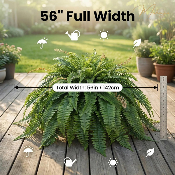 Artificial Boston Fern – 128 Fronds Large Hanging Plant, 56 Inch