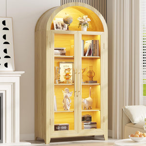 71" Arched Display Cabinet with LED Light & Glass Doors