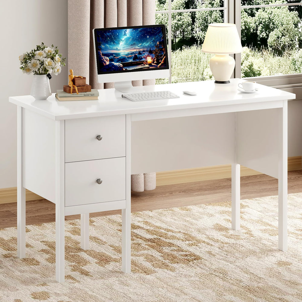 Writing Desk with 2 Drawers, 43.3" Home Office & Bedroom Desk