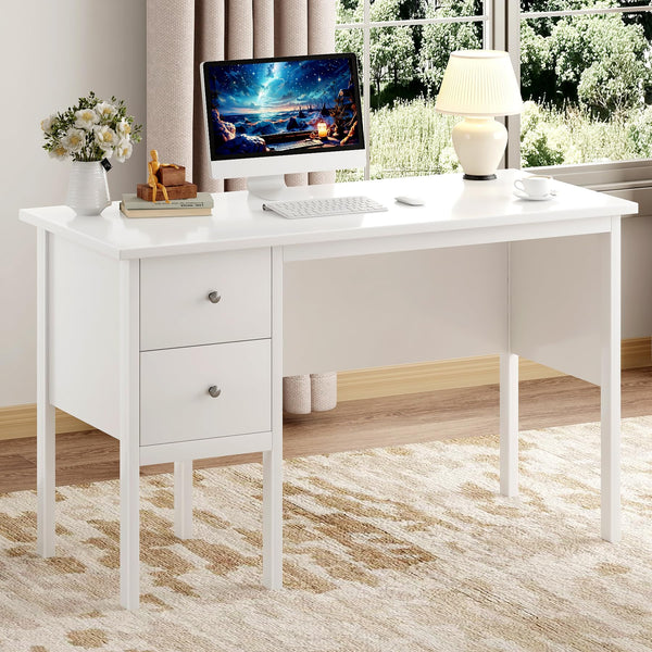 Writing Desk with 2 Drawers, 43.3" Home Office & Bedroom Desk