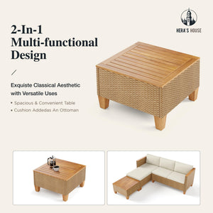 Outdoor Wicker Sectional Patio Furniture Set with Coffee Table