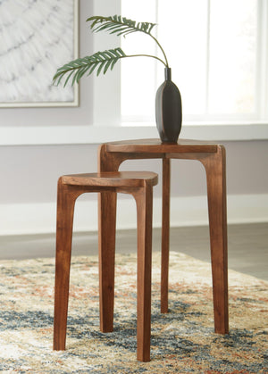 Nesting Accent Table Set of 2 – Solid Wood, Medium Brown