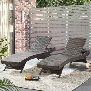 Outdoor Rattan Reclining Chaise Lounge Chair