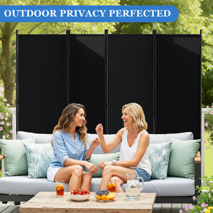 Folding Room Divider with Lockable Wheels & Privacy Screen