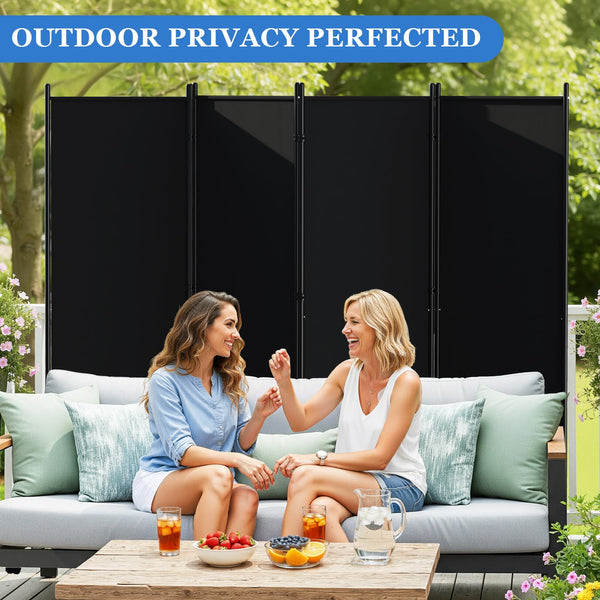 Folding Room Divider with Lockable Wheels & Privacy Screen